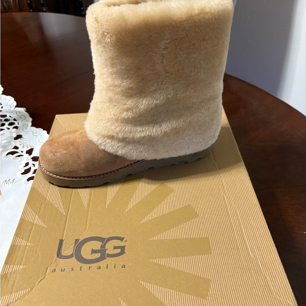 UGG Tan and Cream Sheepskin Boots